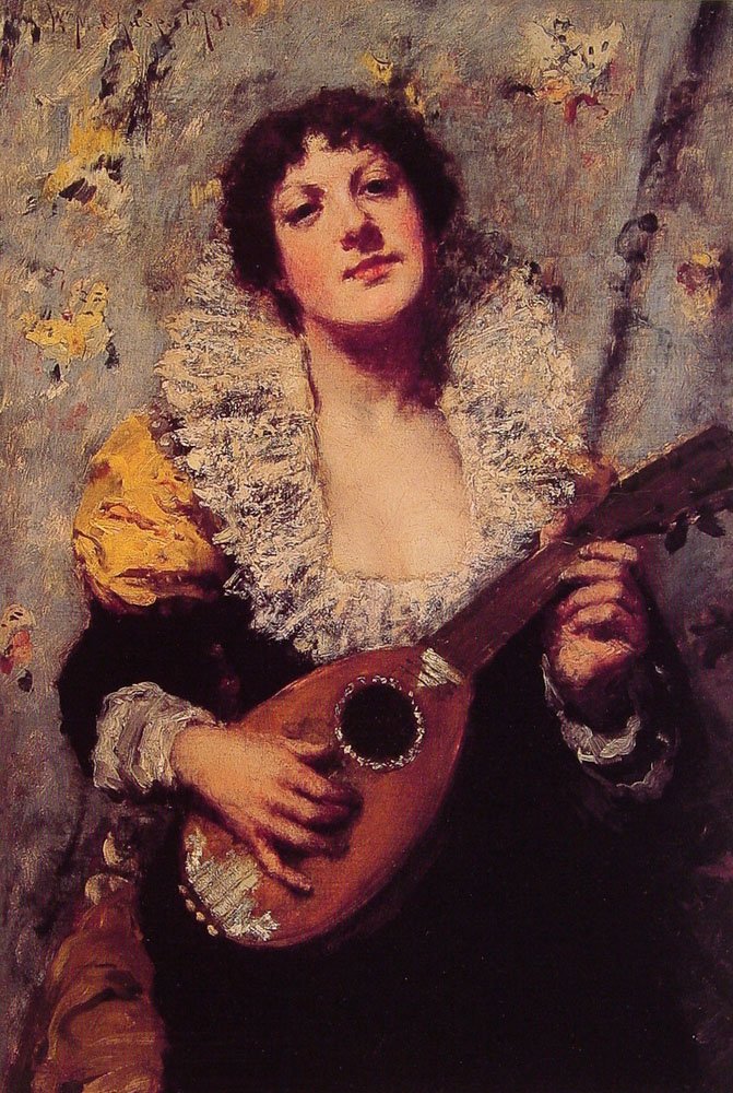 El jugador de mandolina de William Merritt Chase