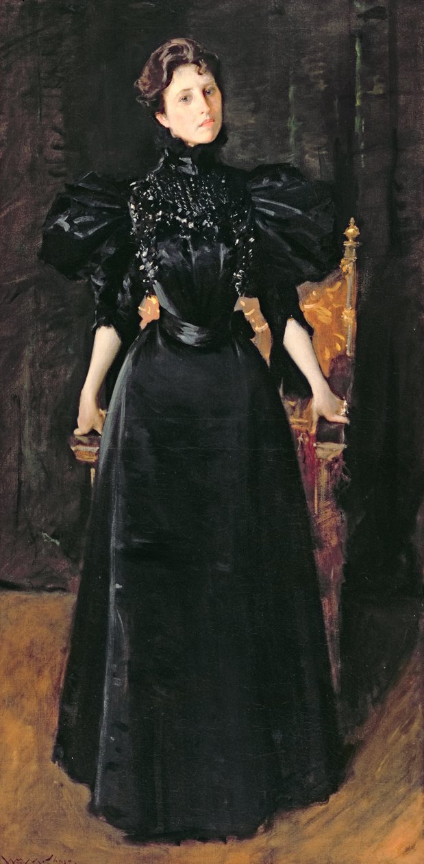 Retrato de una dama de negro, c.1895 de William Merritt Chase