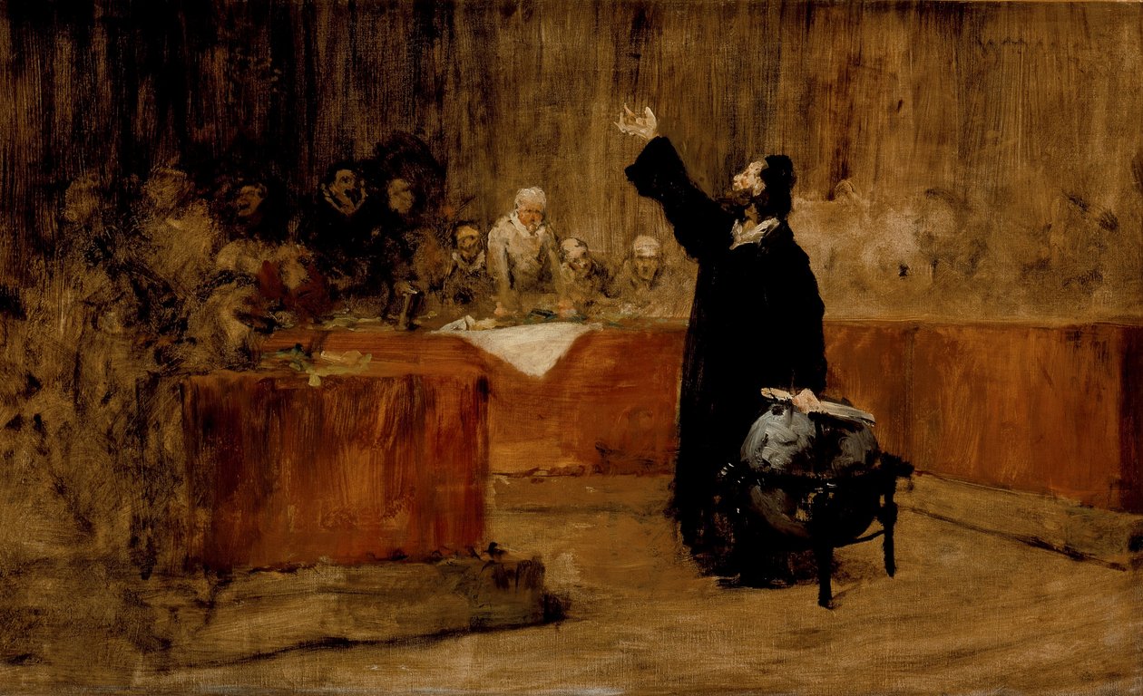 Boceto para Colón ante el Consejo de Salamanca, c.1876 de William Merritt Chase