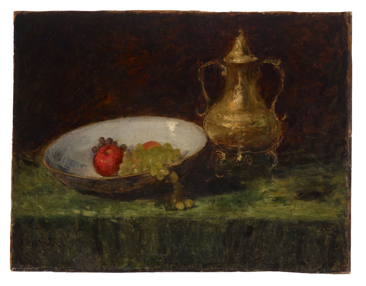 Naturaleza muerta (Frutas y olla de cobre) de William Merritt Chase