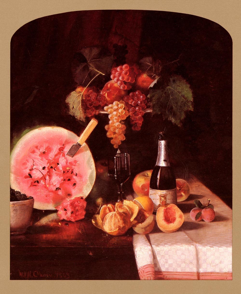 Naturaleza muerta con sandía de William Merritt Chase