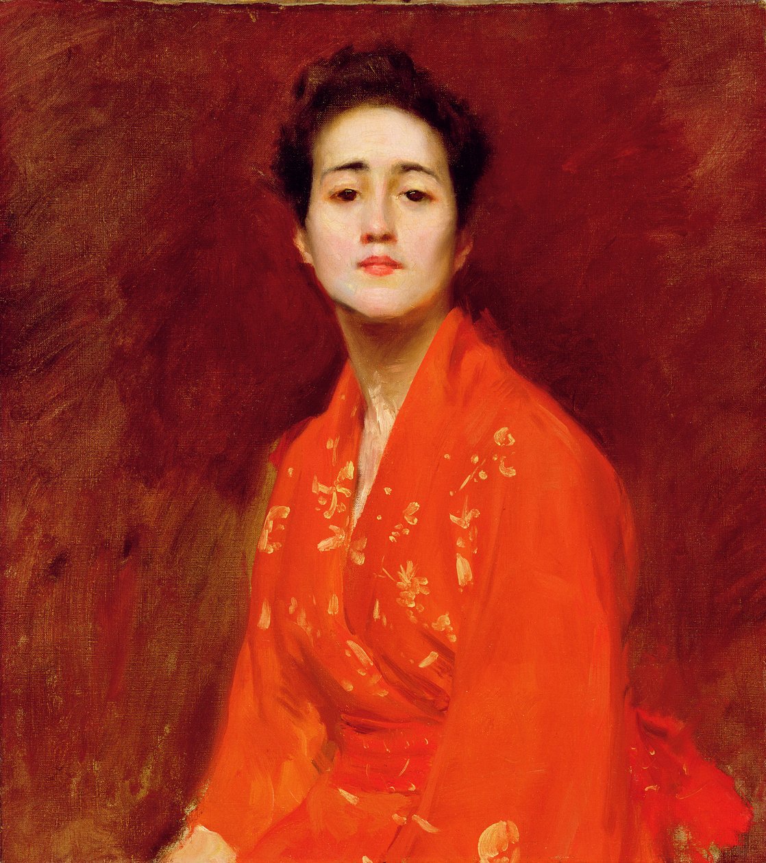 Estudio de una niña con vestido japonés, 1895 de William Merritt Chase