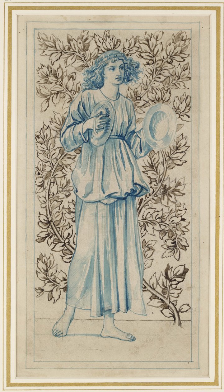Una mujer tocando címbalos de William Morris