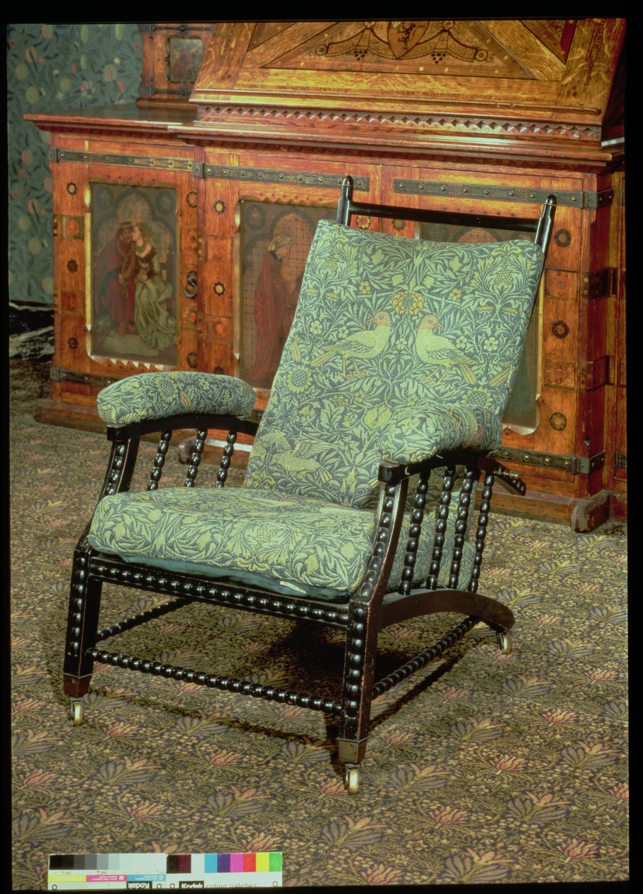 Silla de William Morris, tapizada en el tapiz original de lana 