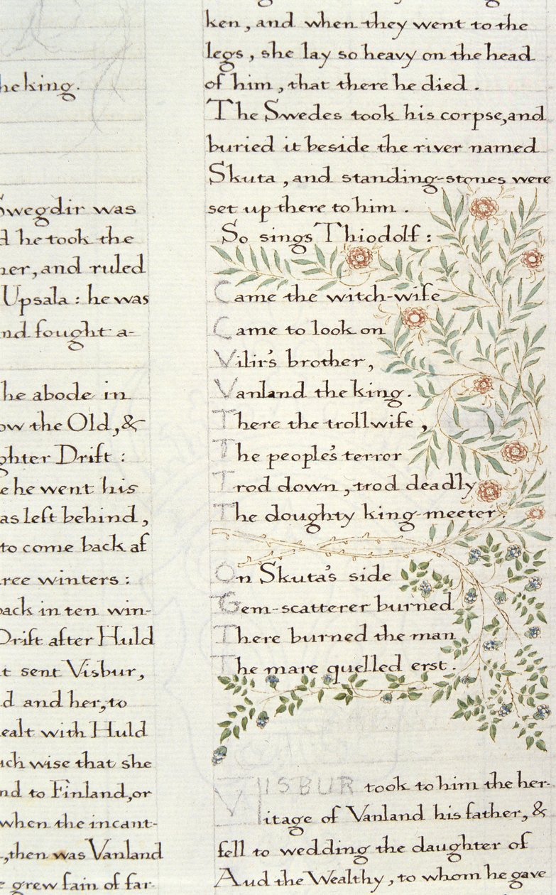 Fragmento de La Historia de Los Ynglings de William Morris