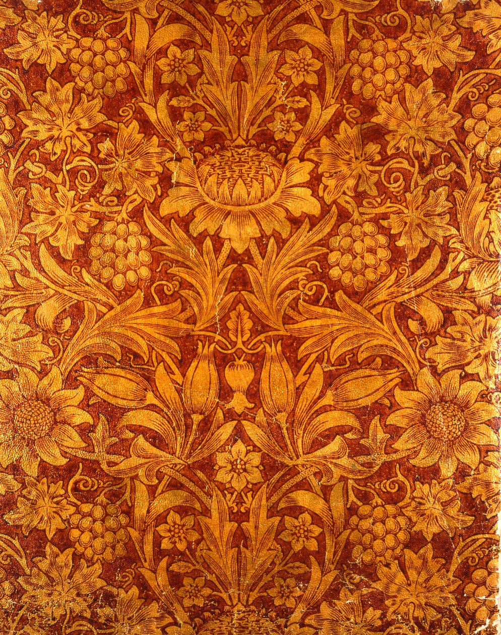 Diseño de Papel Tapiz de Girasol Dorado y Rojo, 1879 de William Morris