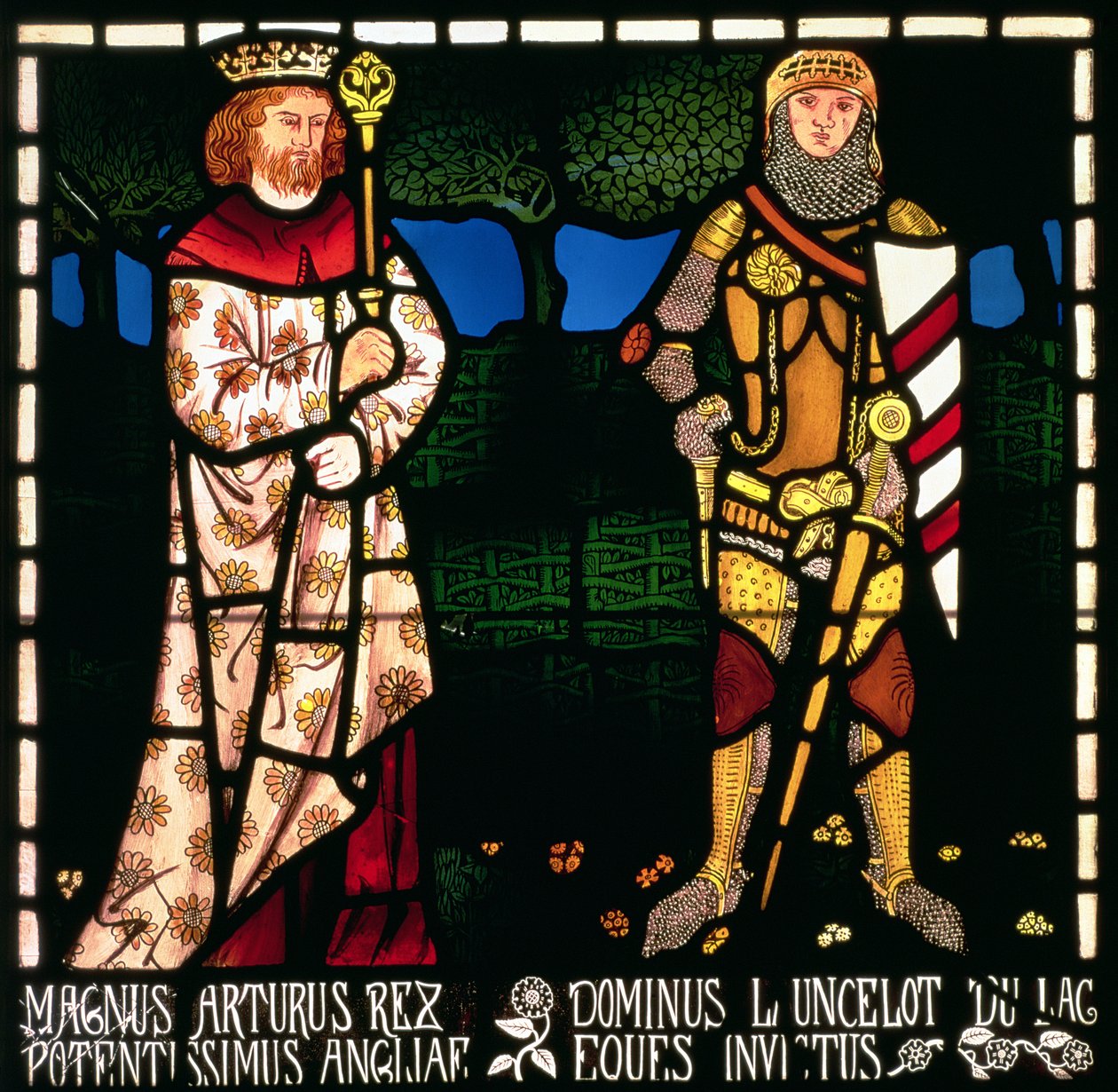 El rey Arturo y Sir Lancelot, 1862 de William Morris