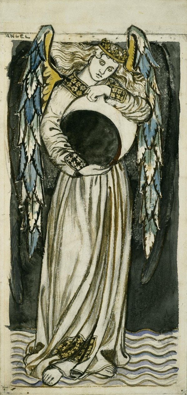 Ángel Nocturno Sosteniendo una Luna Menguante de William Morris