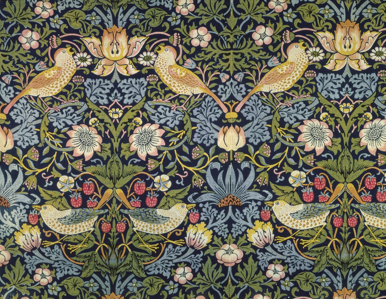 "El ladrón de fresas" textil diseñado por William Morris de William Morris
