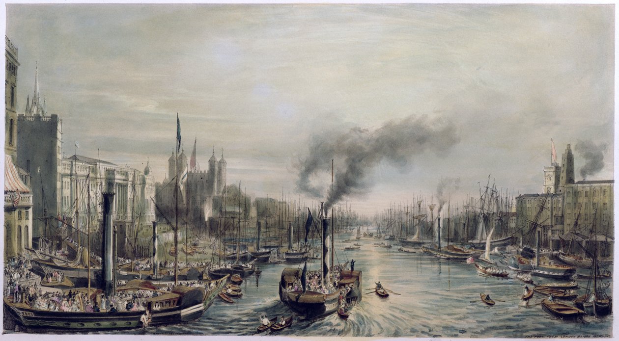 El estanque de Londres desde el Puente de Londres, 1841 de William Parrott