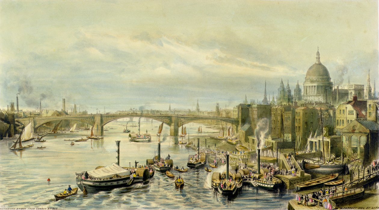 Puente de Southwark desde el Puente de Londres de William Parrott
