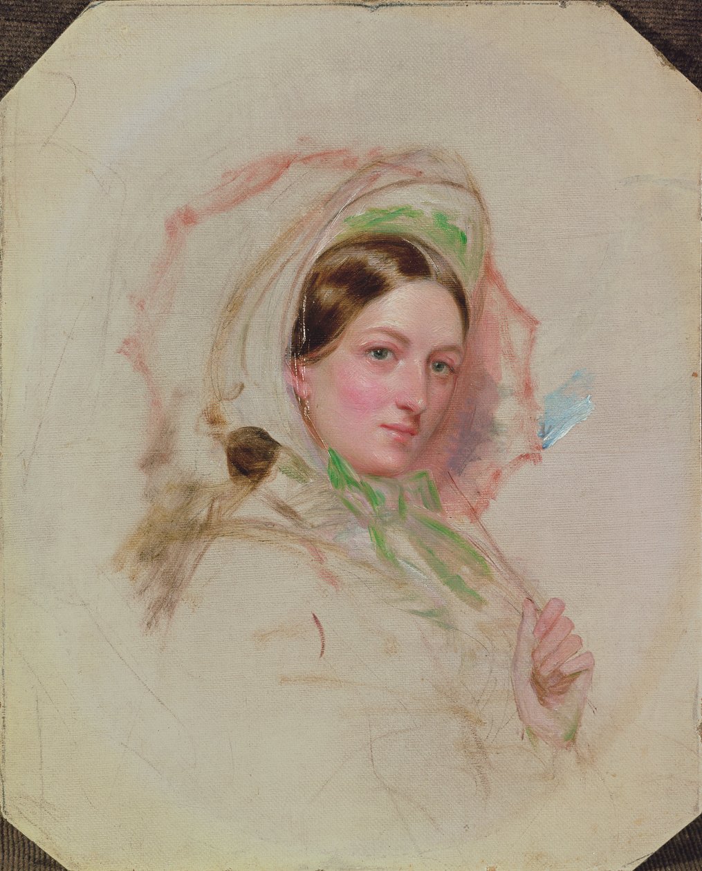 Dama con una Sombrilla (estudio para Derby Day) de William Powell Frith