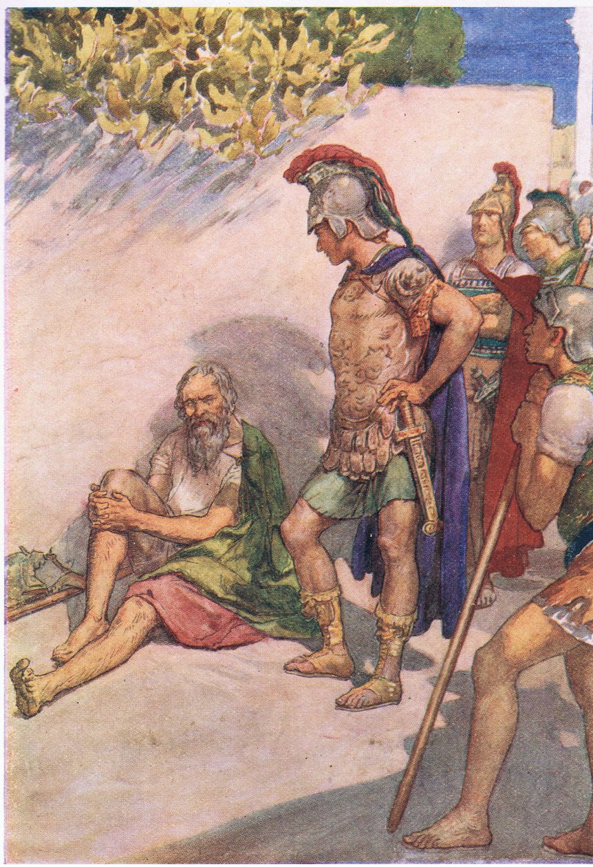 Alejandro y Diógenes, de Plutarch Lives publicado por T C & E C Jack Ltd, 1920s de William Rainey