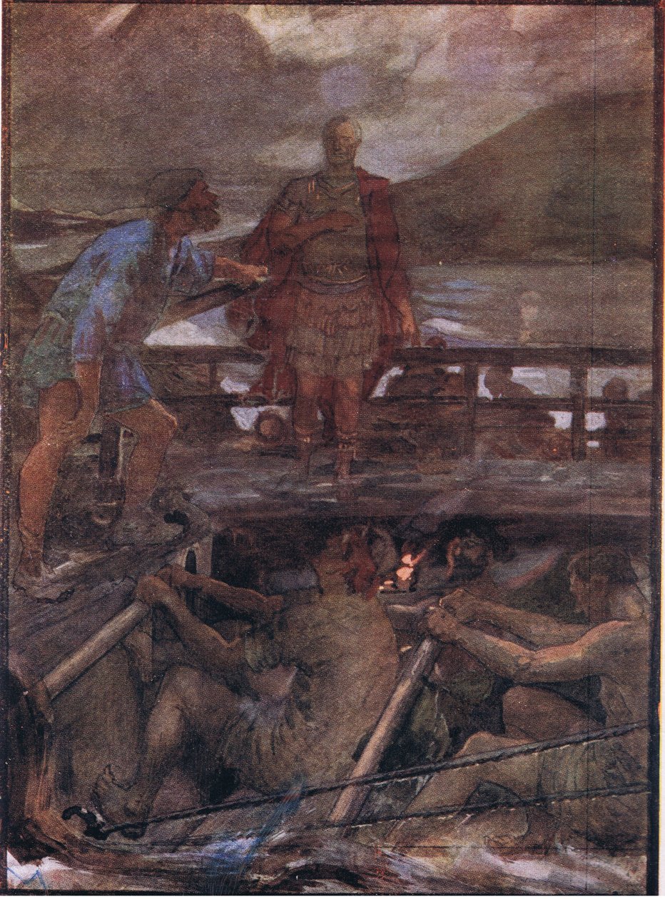 César y el piloto, de Plutarch Lives publicado por T C & E C Jack Ltd, 1920s de William Rainey