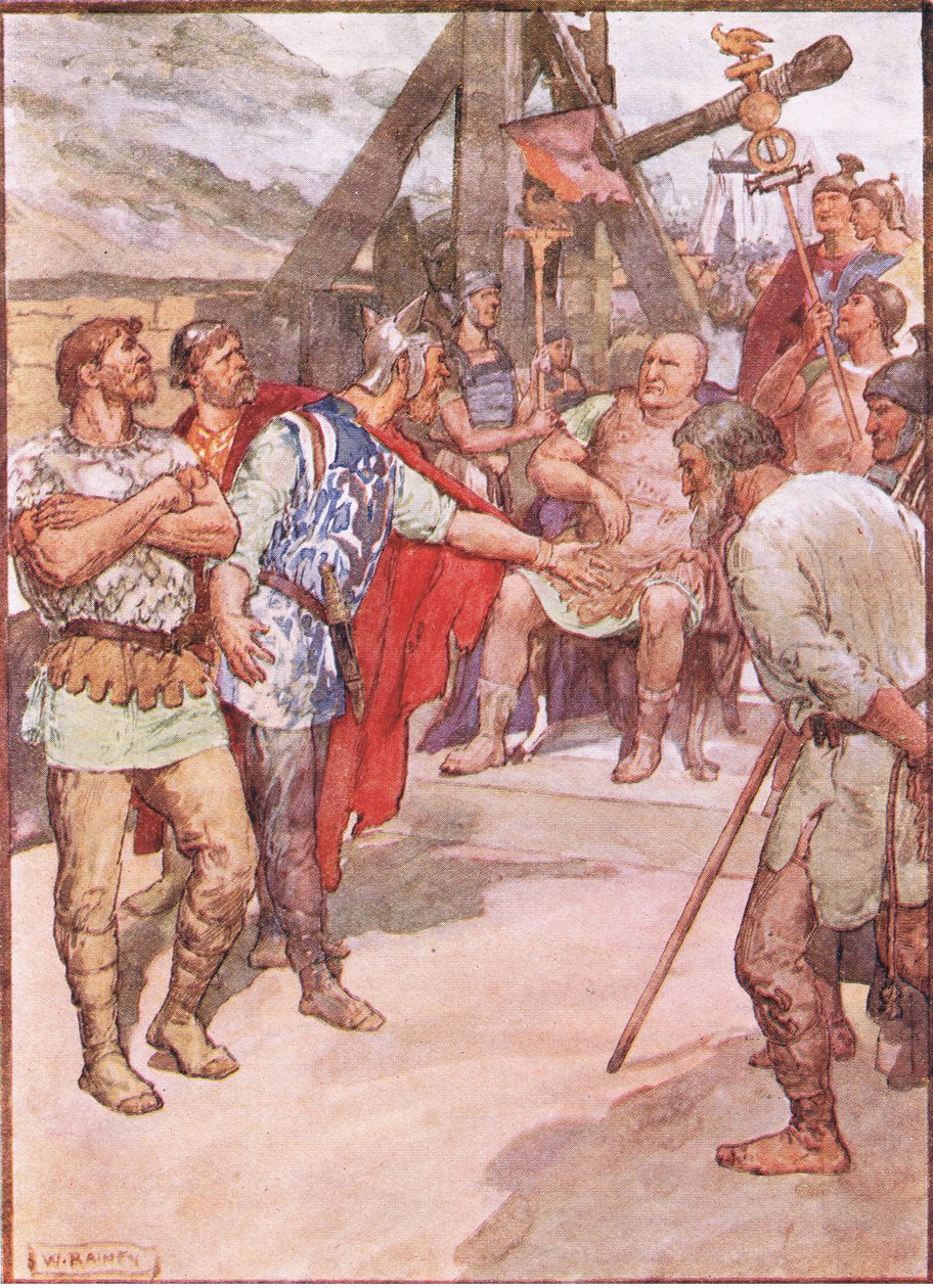 Marius y los embajadores de los Cimbrios, de Plutarch Lives publicado por T C & E C Jack Ltd, 1920s de William Rainey