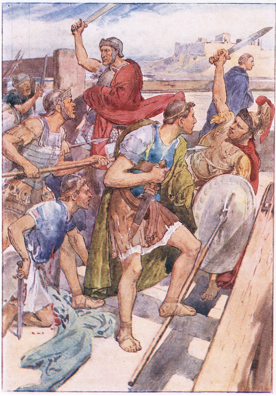 La persecución de Cayo Graco, de Plutarch Lives publicado por T C & E C Jack Ltd, 1920s de William Rainey