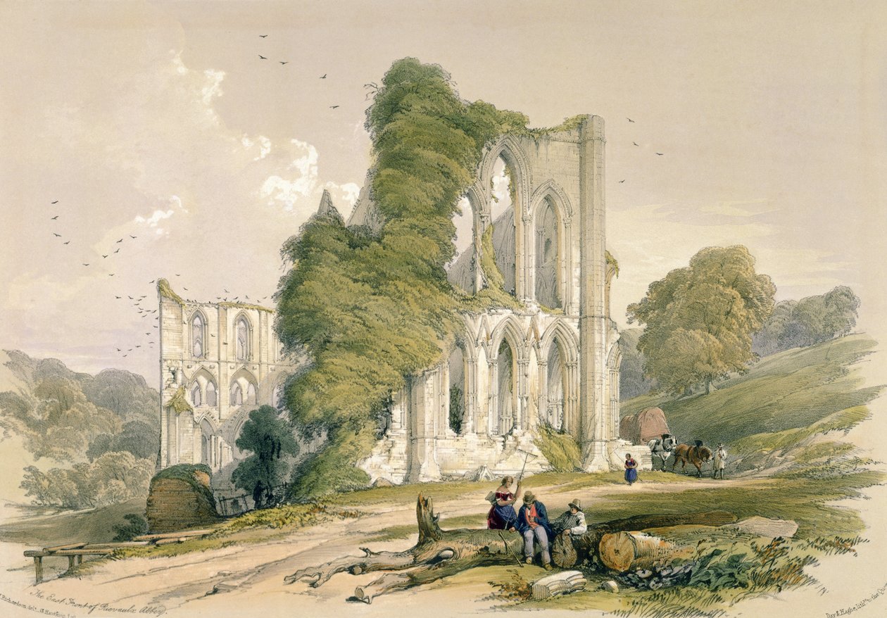 Abadía de Rievaulx, desde el frente este, de 