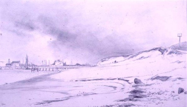 Orilla del río, con embarcadero y edificios de William Roxby Beverly