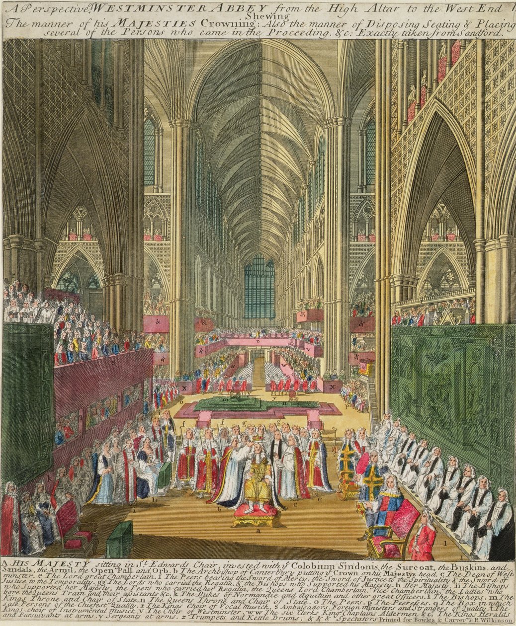 La coronación del rey Jacobo II (1633-1701) de un libro conmemorativo de Francis Sandford, publicado por primera vez en 1697 de William Sherwin