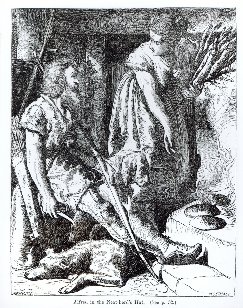 Alfredo (849-99) en la cabaña del pastor, grabado por Pearson de William Small