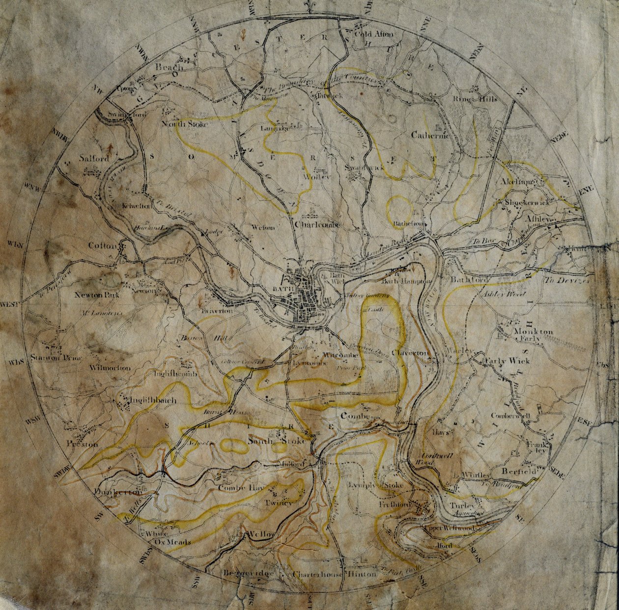 Mapa geológico de los alrededores de Bath, grabado por John Cary y luego coloreado a mano por el artista, c.1799 de William Smith
