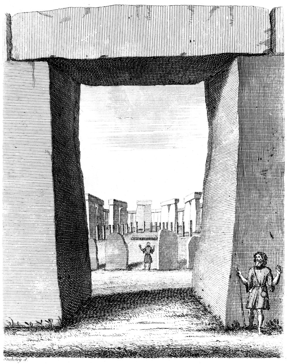 Vista a través del trilito de Stonehenge, 1740 de William Stukeley