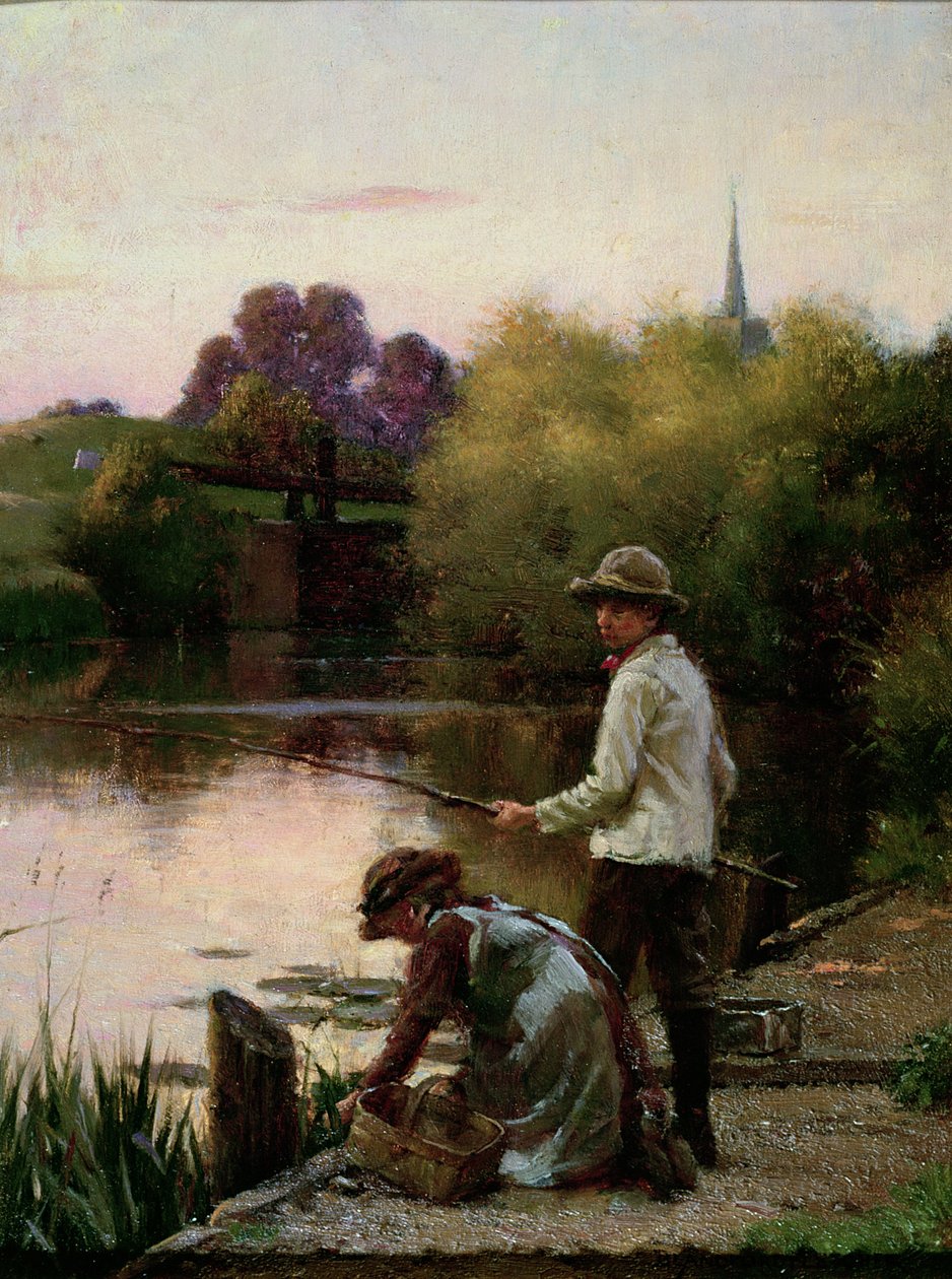 Un poco de enredo, esclusa del río Severn, cerca de Worcester de William Teulon Blandford Fletcher
