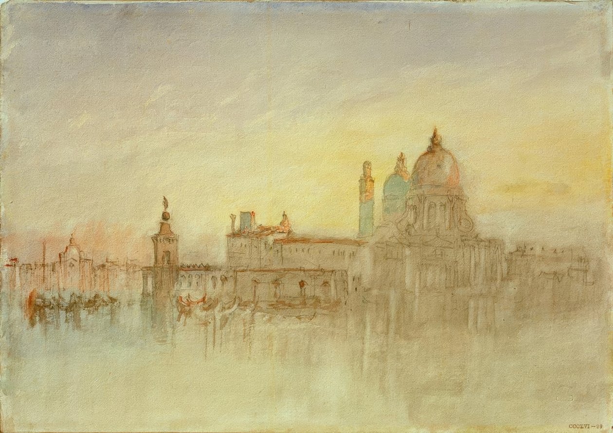 La Punta della Dogana y Santa Maria della Salute al atardecer de Joseph Mallord William Turner