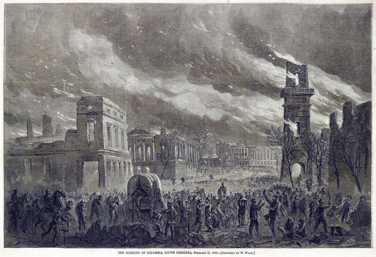 El incendio de Columbia, Carolina del Sur, 17 de febrero de 1865, 1865 de William Waud