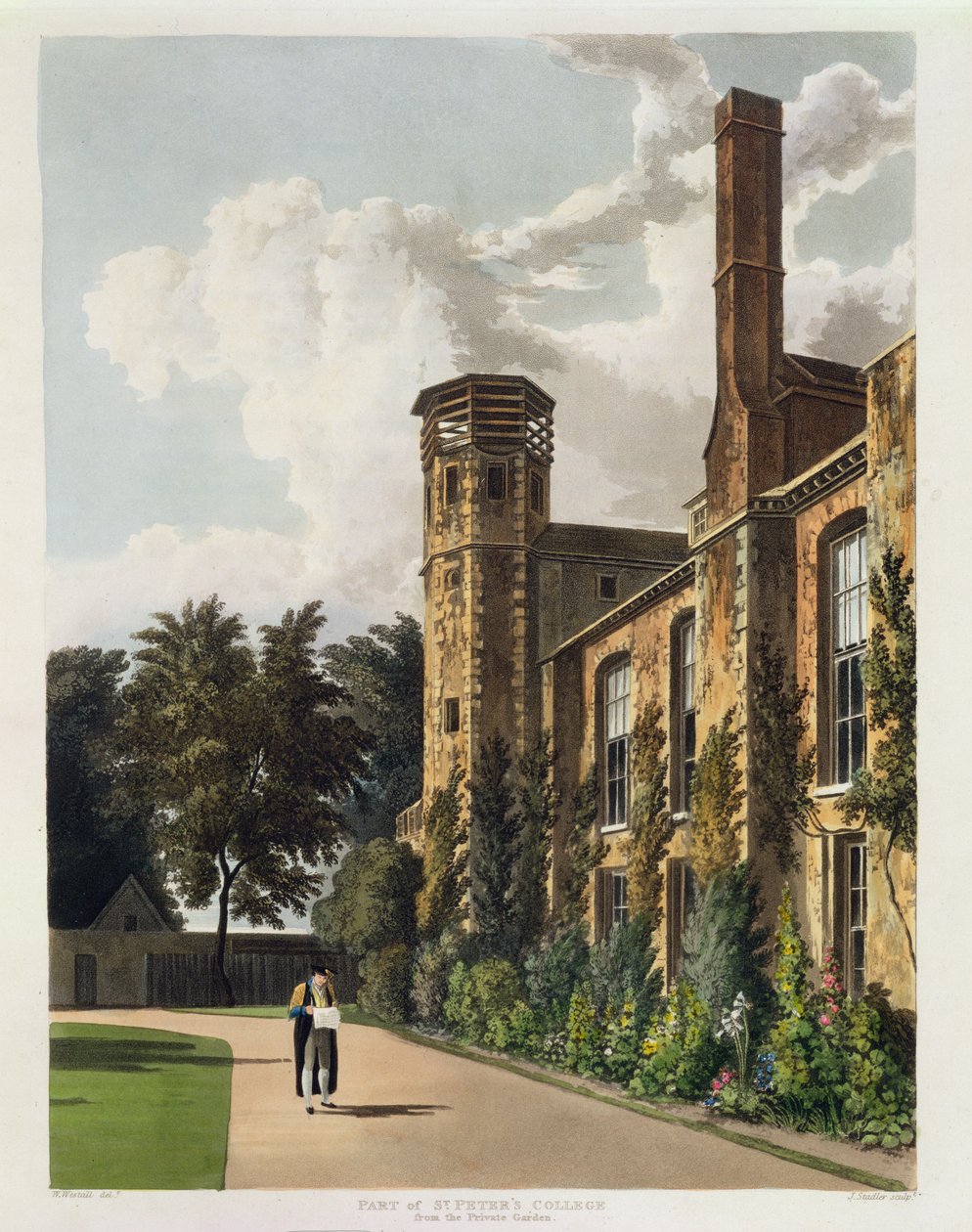 Parte del Colegio de San Pedro (Peterhouse) desde el Jardín Privado, Cambridge, de 