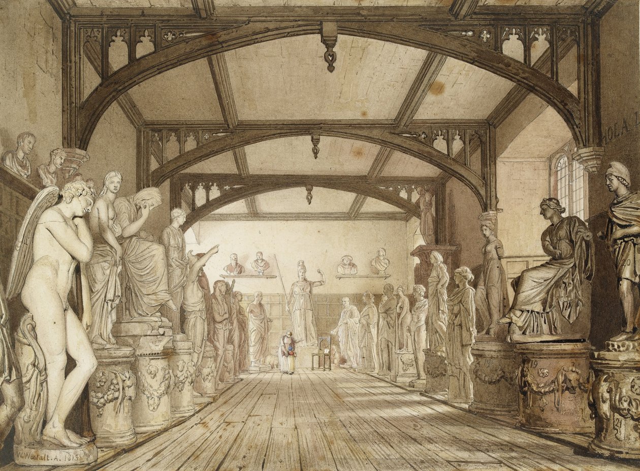 La galería de esculturas en las Escuelas de Examen, Oxford, 1813 de William Westall