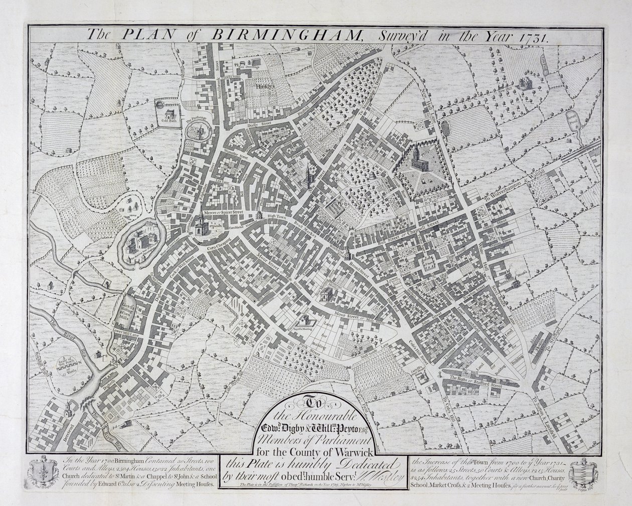 Plano de Birmingham, 1731, publicado en 1789 de William Westley
