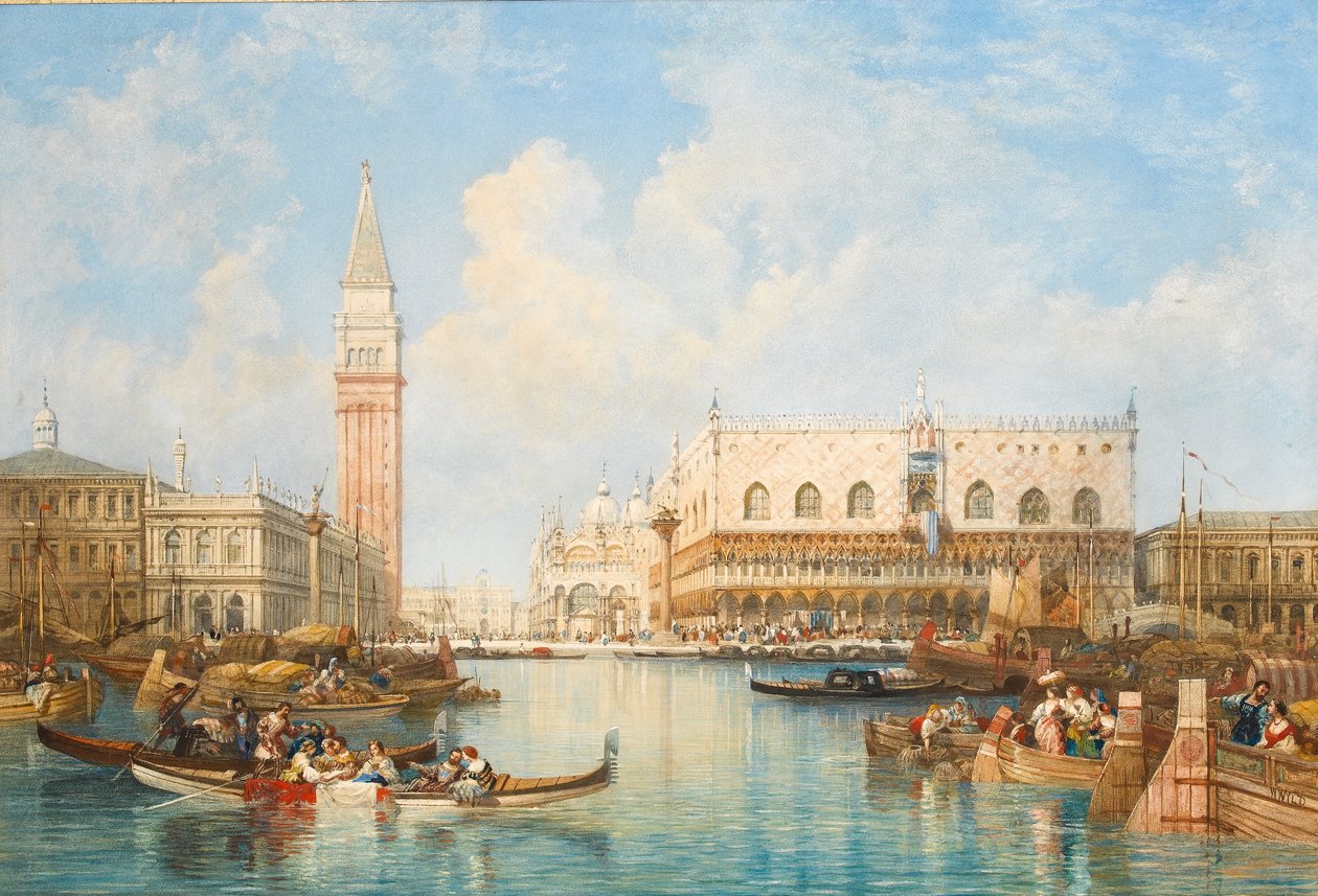 El Palacio Ducal y la Piazzetta desde la laguna, Venecia de William Wyld