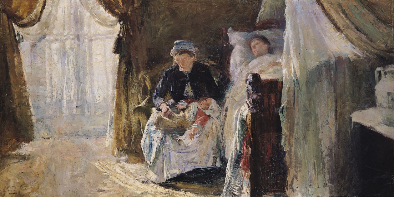 El inválido y el nacimiento, 1887 de William van Strydonck