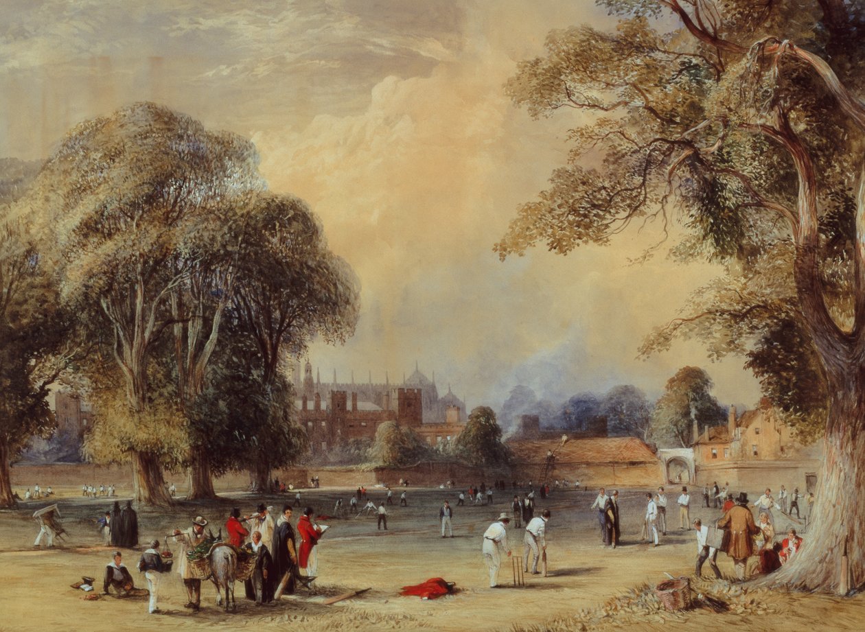 Cricket en el College Field, c.1835 (acuarela) de William  Evans