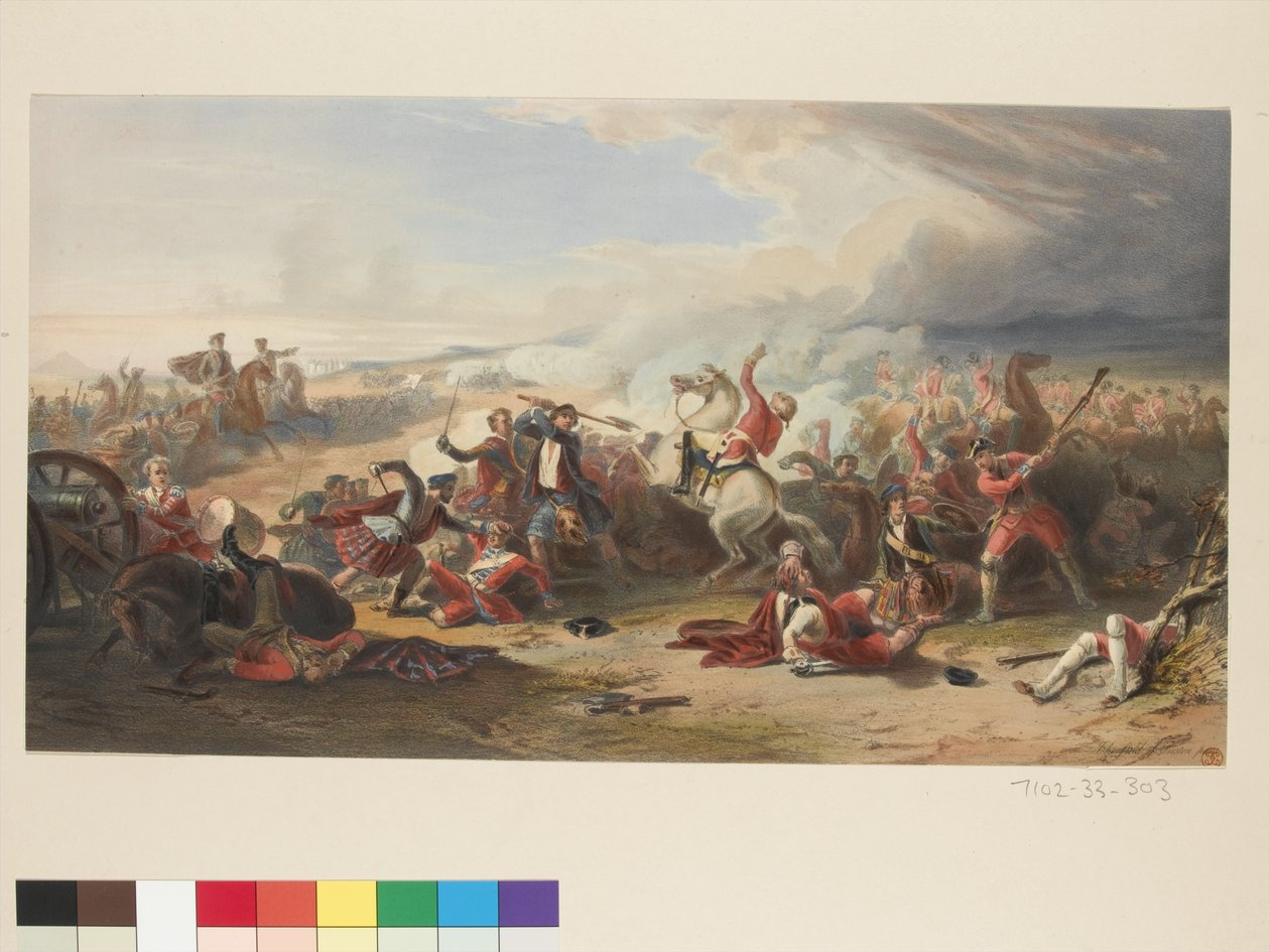El campo de Prestonpans, grabado por Mouilleron de William (after) Allan