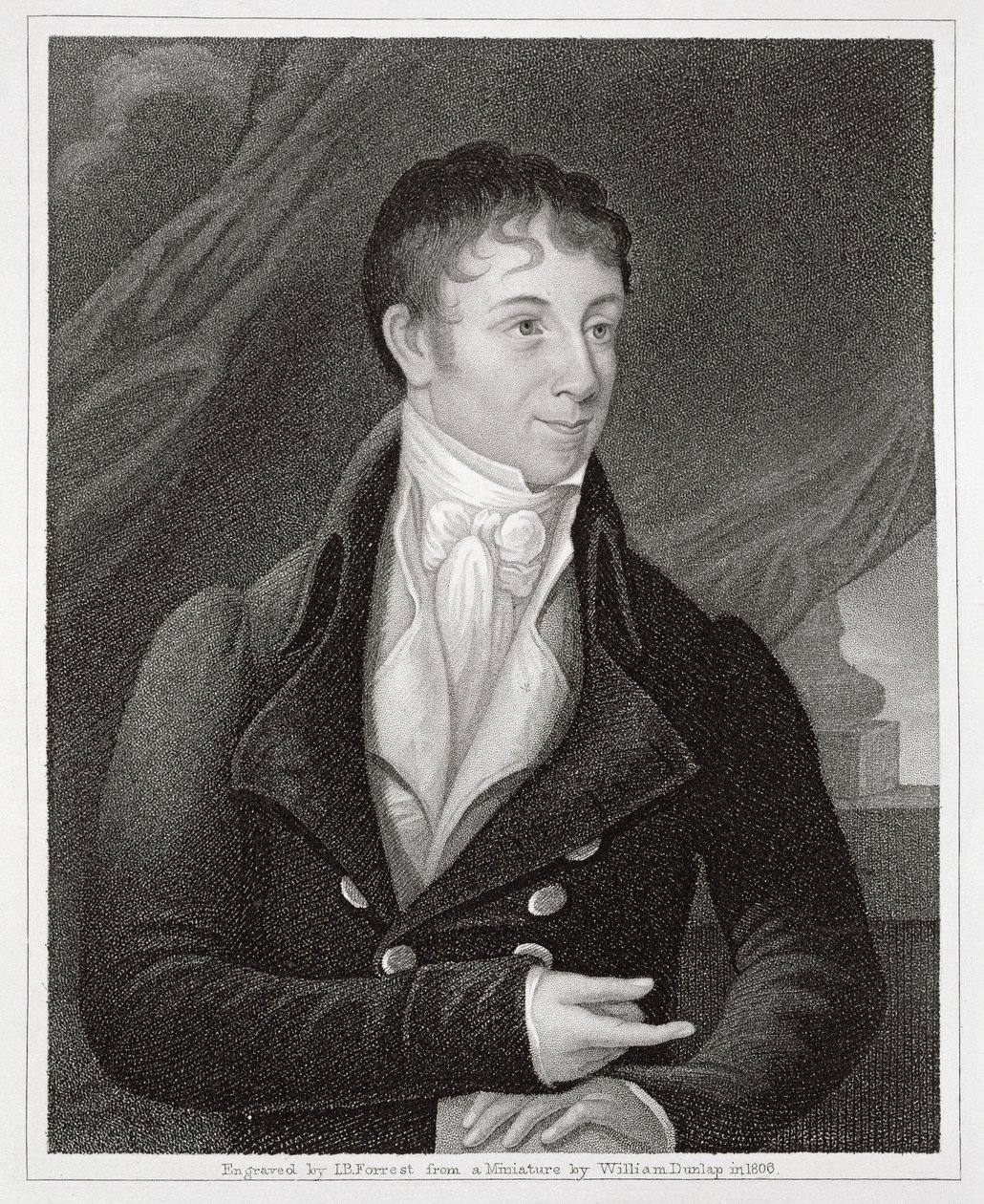 Retrato de Charles Brockden Brown (1771-1810), grabado por John B. Forrest (1814-70) de William (after) Dunlap
