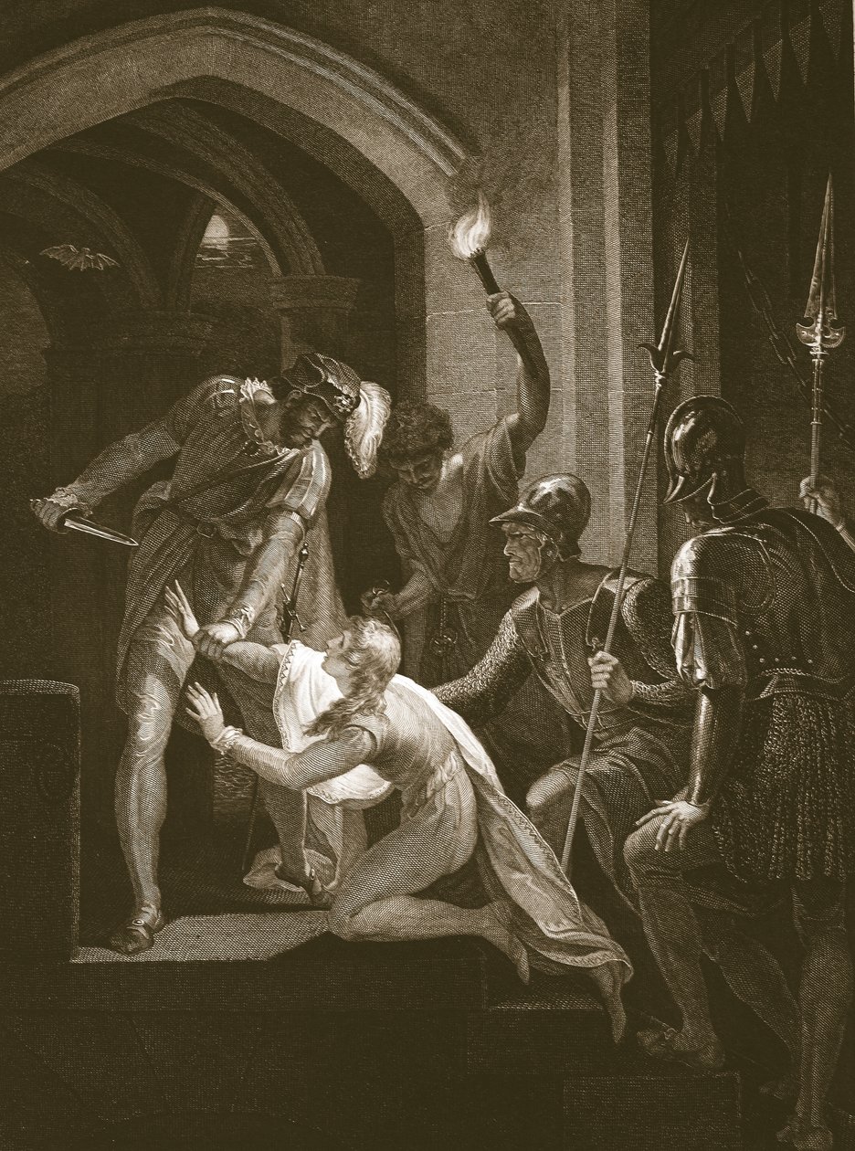 Muerte de Arturo, grabado por J. Fittler, ilustración de la "Historia de Inglaterra" de David Hume, publicada por R. Bowyer, Londres de William (after) Hamilton