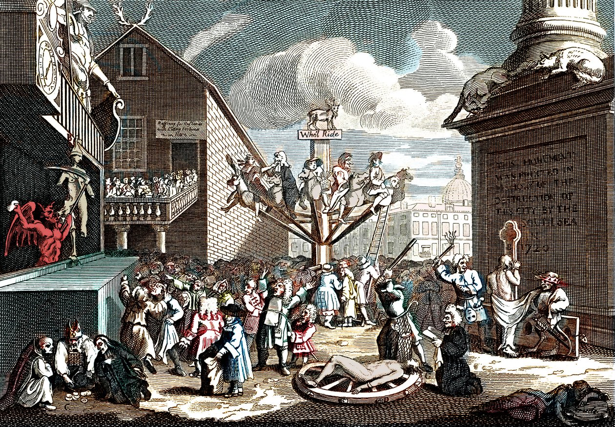 Impresión emblemática del Esquema del Mar del Sur de William (after) Hogarth