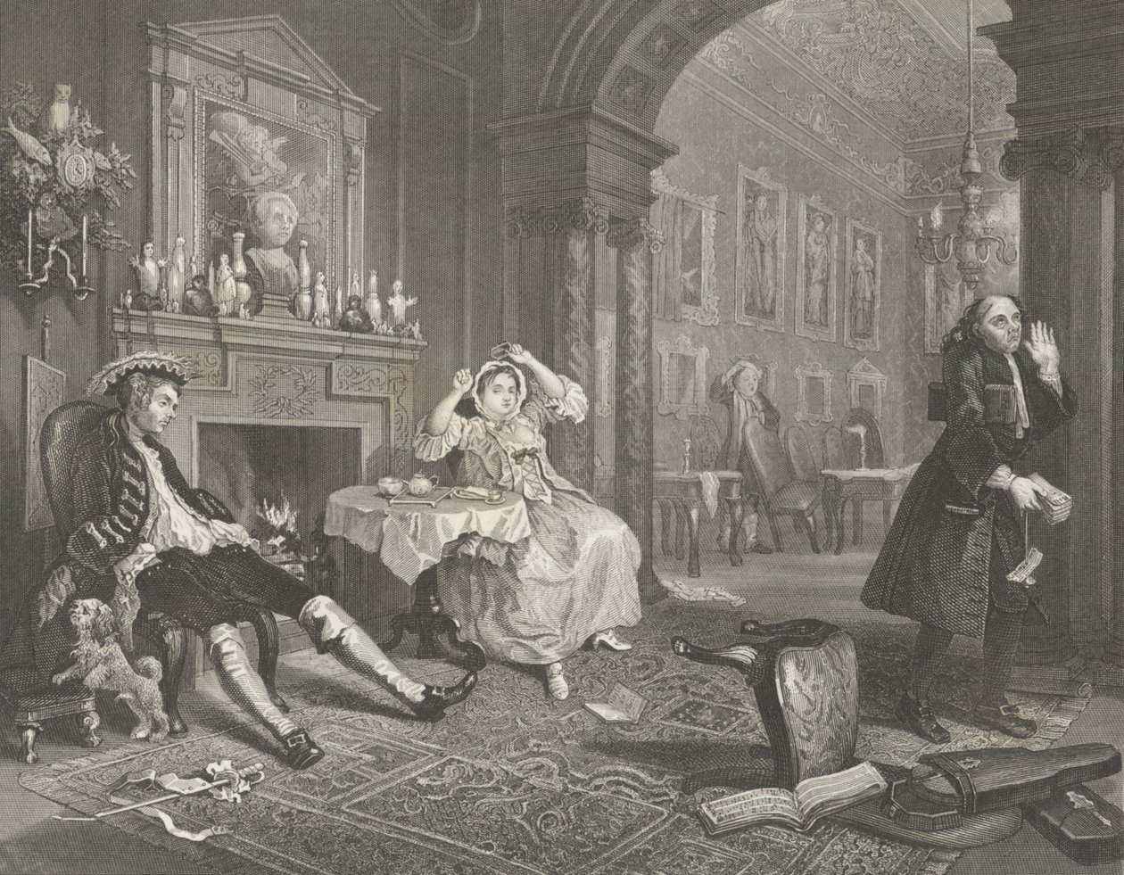 El matrimonio a la moda de William (after) Hogarth