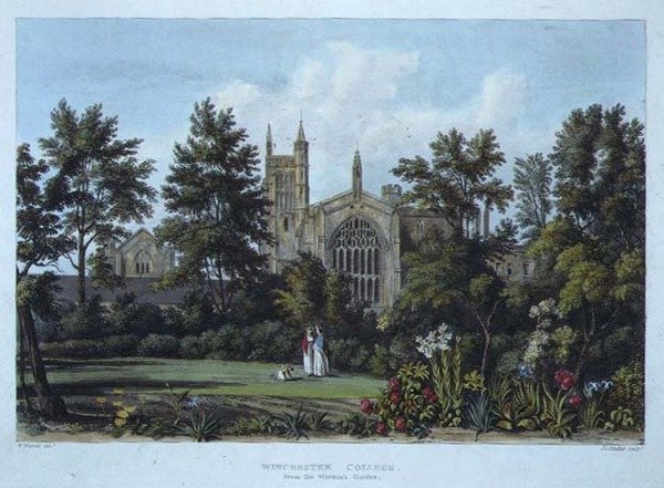 Winchester College desde el jardín del guardián, de 