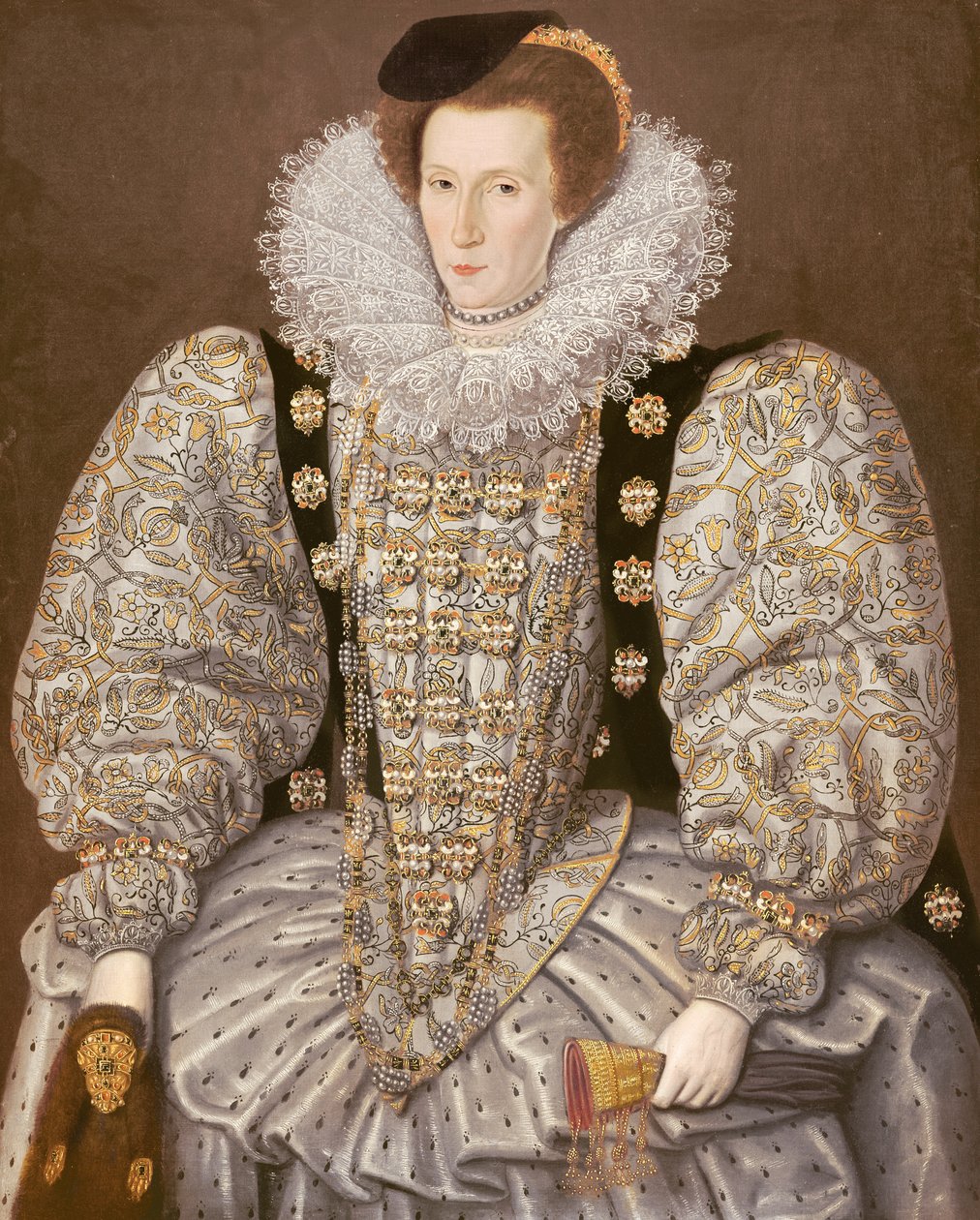 Retrato de una dama de la corte isabelina, c.1595 (óleo sobre lienzo) de William (attr. to) Segar