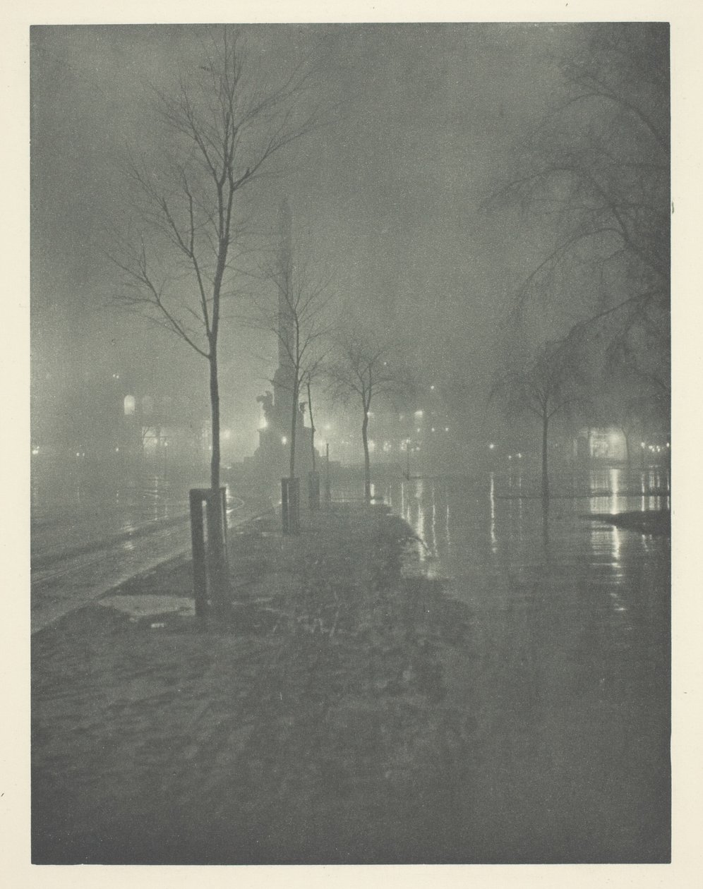 Noche lluviosa, Columbus Circle, Nueva York de William A. Fraser