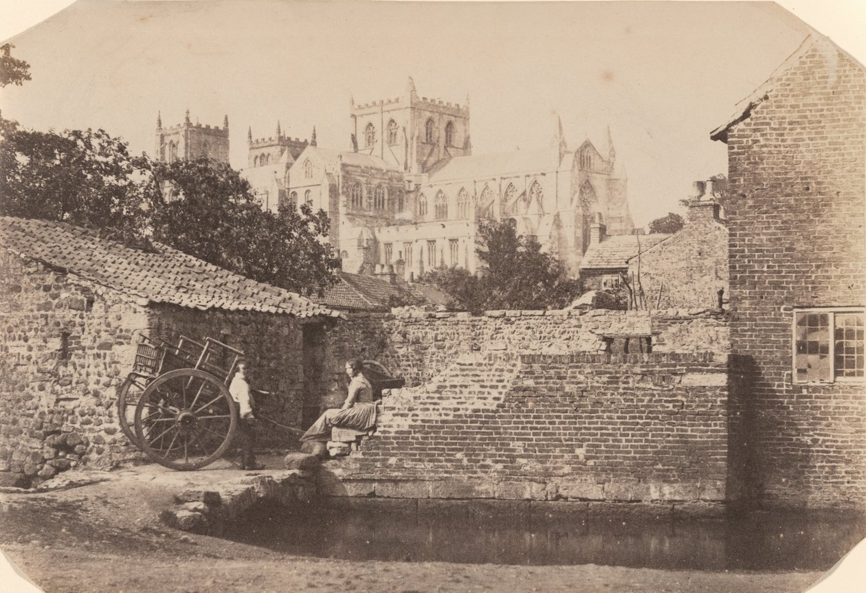 Catedral de Ripon desde el sureste, junto al río Skell,c. 1855 (foto) de William A. Pumphrey