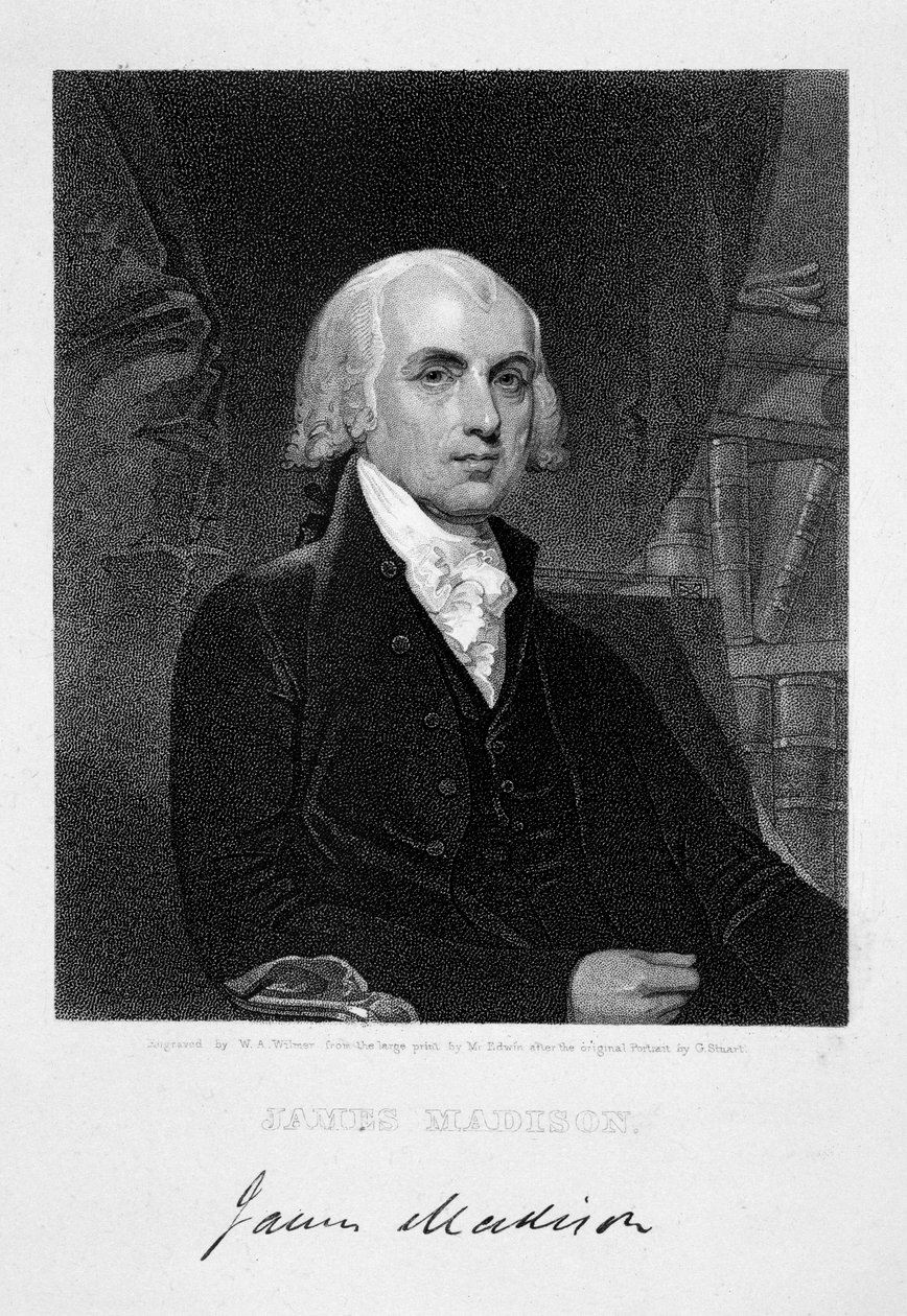 James Madison, 4º Presidente de los Estados Unidos de América, siglo XIX de William A Wilmer