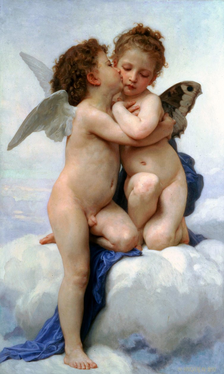 Cupido y Psique como niños, El primer beso de William Adolphe Bouguereau