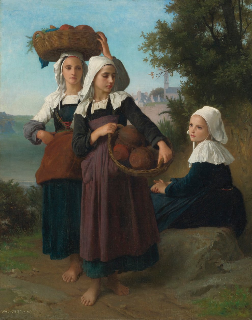 Jóvenes de Fouesnant regresan del mercado de William Adolphe Bouguereau