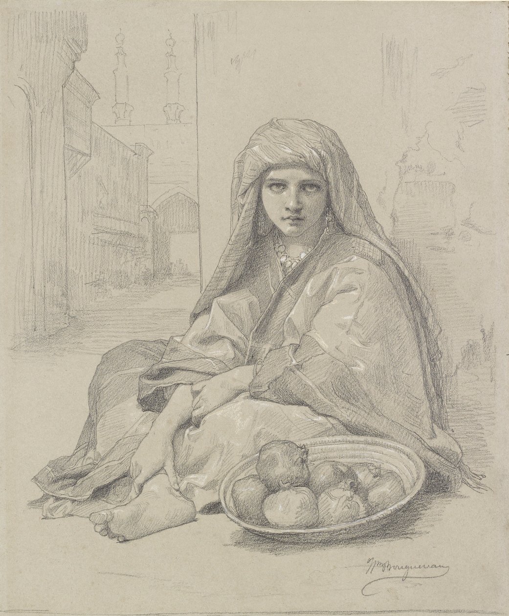 Chica norteafricana vendiendo granadas, finales del siglo XIX de William Adolphe Bouguereau