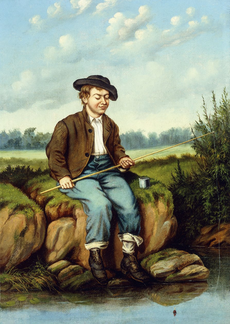 Niño pescando de William Aiken Walker
