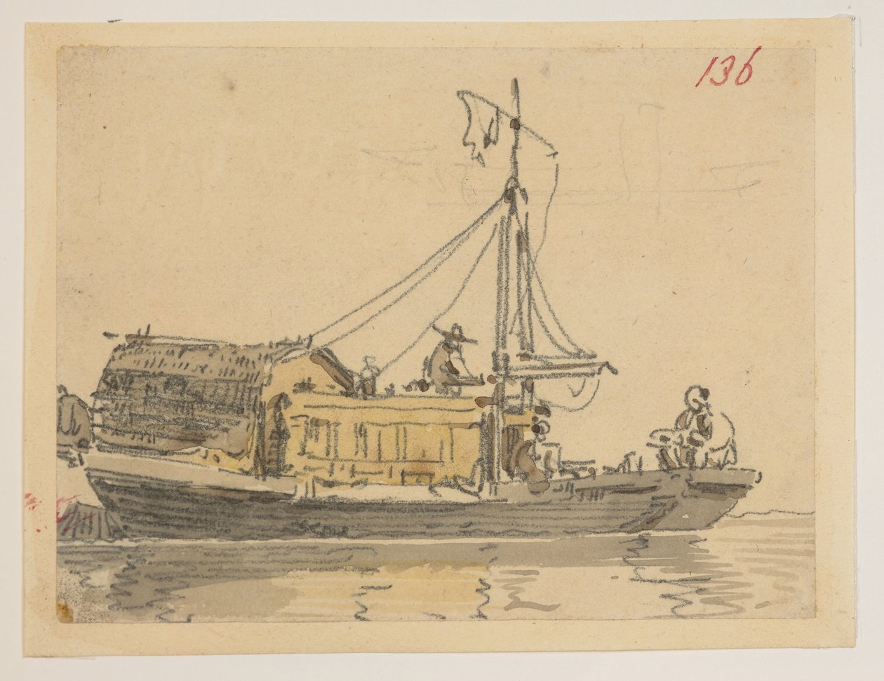 136. A junk, de un Álbum de 372 dibujos de paisajes, costas, disfraces y la vida cotidiana realizados durante la embajada de Lord Macartney ante el Emperador de China, entre 1792 y 1794 (lápiz y acuarela sobre papel) de William Alexander